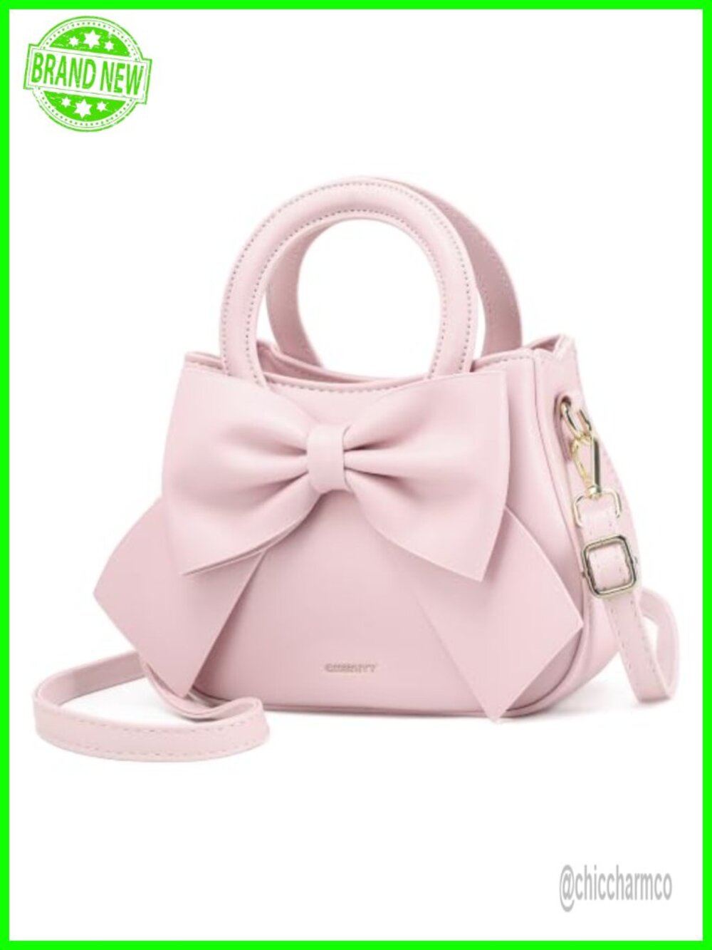 Vegan Leather Crossbody Bag Small Satchel with Bow Knot